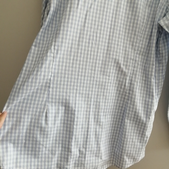 Eton Contemporary Fit Blue White Check Plaid Dress Shirt Floral Trim 16.5 34/35 - Picture 8 of 15